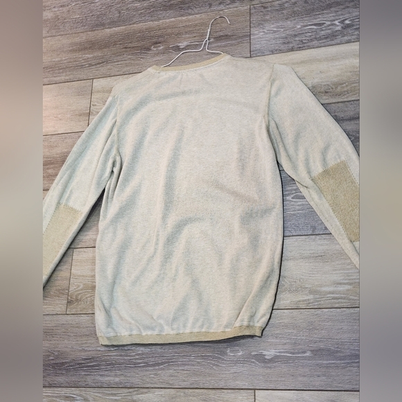 Billy Reid Soft Yellow Elbow Patch Crew Neck Long Sleeve Sweater Size Medium - Picture 3 of 8